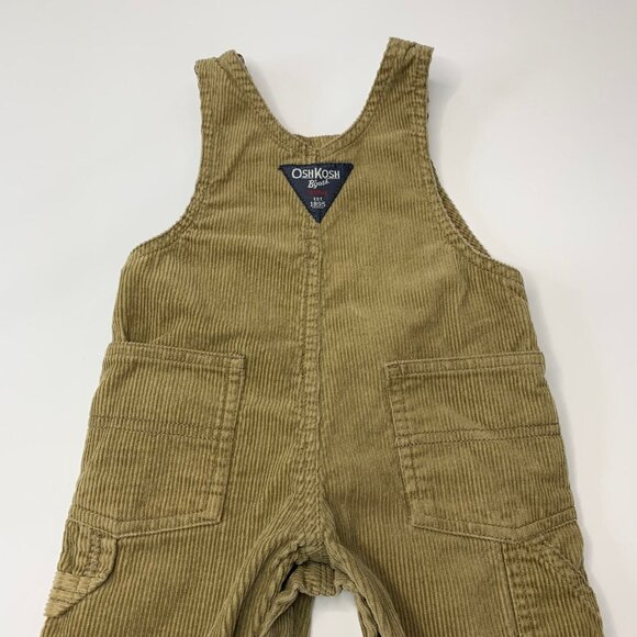 OshKosh B'gosh Vestbak Size 6M Overalls Corduroy Cuffed Beige Snaps - Picture 5 of 8